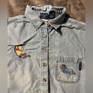 Disney Winnie the Pooh denim button down shirt unisex or oversized large